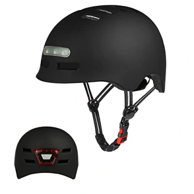 Abbildung von Erwachsene Fahrradhelm mit LED Licht CE Zertifikate Radhelm Skaterhelm Herren und Damen E Scooter Roller BMX Helm für Männer &amp; Frauen Trekking City Rennradhelme Jugendhelme Skaterhelm,M