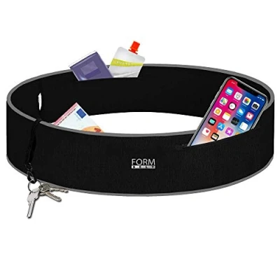 Abbildung von FORMBELT® Plus [Sport Hüfttasche] iPhone X 8 mit Reißverschluss schwarz Laufgürtel für Handy Smartphone elastische Lauftasche 7 Samsung Galaxy S Reise Hüfttasche M