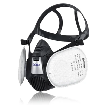 Abbildung von Dräger X plore 3500 Handwerkerset mit Pure P3 Partikelfilter Halbmaske für Handwerker, zuverlässiger Schutz gegen Feinstaub, Partikel &amp; Schimmel, Größe L