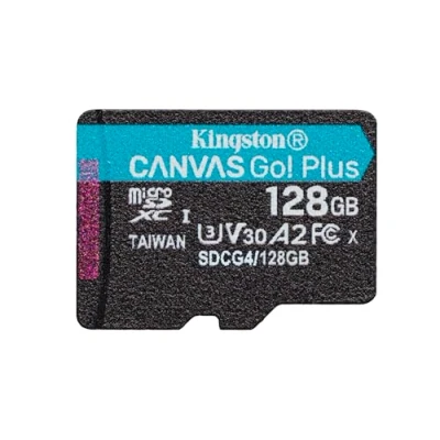 Abbildung von Kingston Canvas Go Plus microSDXC Speicherkarte Gen4 200MB/s A2 U3 V30 128GB Einzelpaket ohne ADP SDCG4/128GBSP