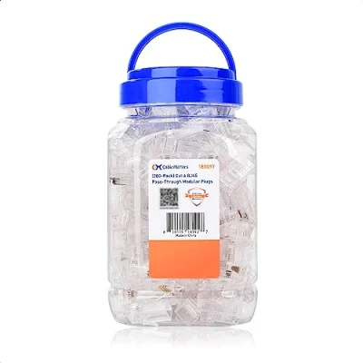 Abbildung von Cable Matters 2100er Pack Cat 6 RJ45 Stecker Passthrough (Pass Through RJ45, LAN Stecker, Cat6 Netzwerk stecker,) für Volldraht oder verseilte UTP Kabel