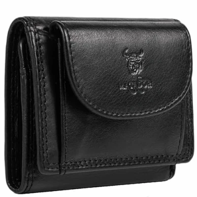 Abbildung von MATADOR Mini Geldtasche Echt Leder Herren Portemonnaie Klein Damen Black/Schwarz Geldbörse TüV Geprüfter RFID Schutz kartenhalter inkl, Geschenk Box