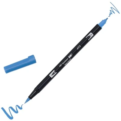 Abbildung von Tombow ABT 493 Fasermaler Dual Brush Pen mit zwei Spitzen, reflex blue, 1 Stück (1er Pack)