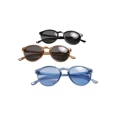 Abbildung von Urban Classics Sunglasses Cypres 3 PACK Sonnenbrille, Herren, Größe: One Size, Black/brown/blue