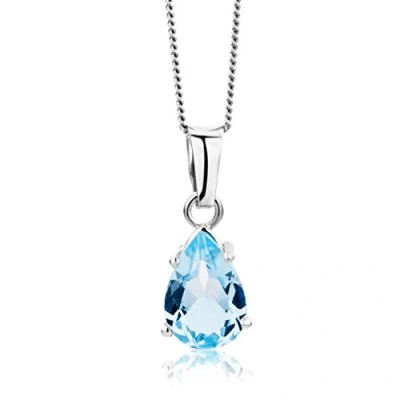 Abbildung von MIORE Schmuck, Goldkette Damen, Topas Edelstein Kette mit Kettenanhänger Gold, Gliederkette Gold 9 Karat 375 Weißgold, 45 cm lang, Halskette Damen