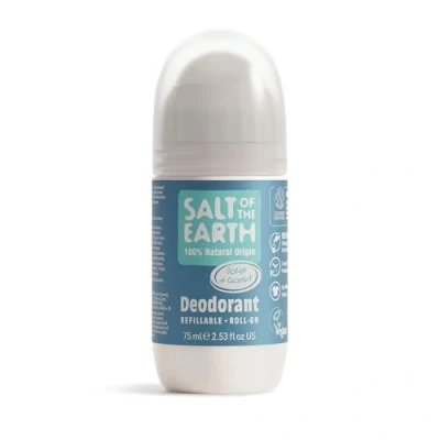 Abbildung von Salt Of the Earth Natural Deodorant Roll On by Ocean &amp; Coconut Refillable, Vegan, Long Lasting Protection, Leaping Bunny Approved, Made in UK 75ml