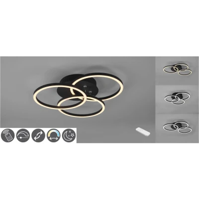 Abbildung von Reality Leuchten LED Deckenleuchte Circle R62823132, Metall Schwarz matt, inkl. 27 Watt LED, Fernbedienung, Dimmer, Farbwechsel, Nachtlicht