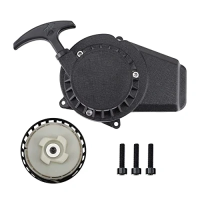 Abbildung von GOOFIT Easy Pull Kickstarter Zubehör Aluminium Seilzugstarter Montage Ersatz für 2 Takt 47cc 49cc Dirtbike Schwar
