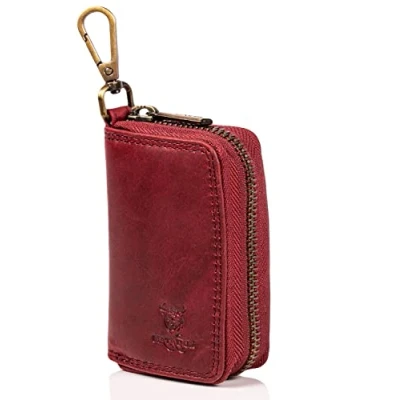 Abbildung von MATADOR® Hochwertige Echt Leder Schlüsselanhänger Tasche Auto Schlüsseltasche Autoschlüssel Etui Schlüsseletui Schlüsselmäppchen YKK Metall Reißverschluss und Karabiner