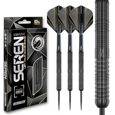 Abbildung von RED DRAGON Darts Seren Onyx 1 24g 90% Wolfram Professional Stahlspitze Dart Set mit Flüge und Dartschäfte