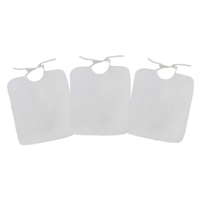 Abbildung von Ti Tin 3er Pack frottee Babylätzchen ohne Plastik, 32x36 cm Lätzchen Set mit Bindeverschluss für Kinder über 1 Jahr, 100% Baumwolle Farbe: weiß