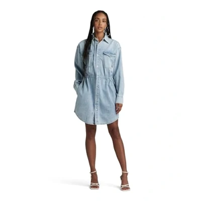 Abbildung von G Star Relaxed Drawcord Jeanskleid, Damen, Größe: Small, Sun faded blue mist