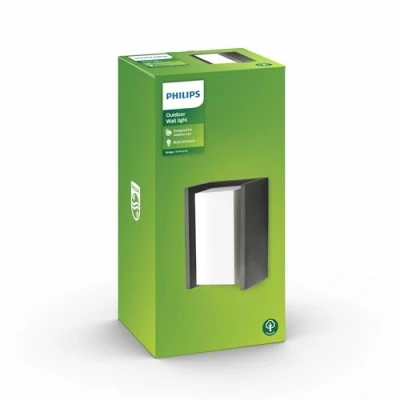 Abbildung von PHILIPS Bridge Outdoor Wandleuchte, wetterfeste Außenleuchte für elegante Lichtakzente, energiesparende Außenbeleuchtung mit warmweißem Licht, anthrazit