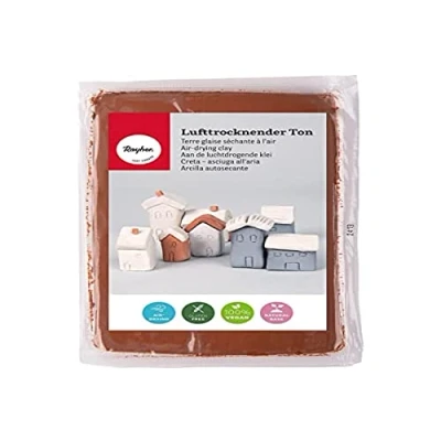 Abbildung von Rayher Lufttrocknender Ton, dunkelbraun, 1 kg, Modelliermasse, lufthärtend, weich, geschmeidig, ohne brennen, 3450105, 1000 g