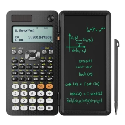 Abbildung von NEWYES 991ES Wissenschaftlicher Taschenrechner mit Notizblock und Stift 417 Funktionen, Solar Batterie Dual Stromversorgung, Ideal für Gymnasiasten, Studenten, Lehrer&amp; Ingenieure