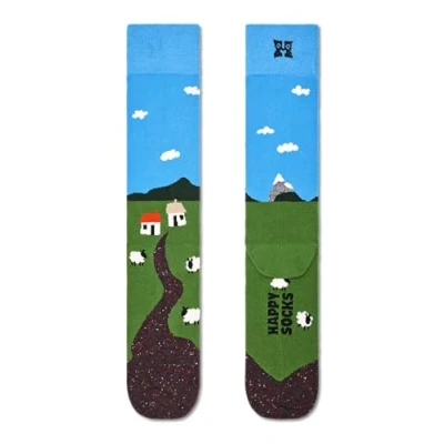 Abbildung von Happy Socks Unisex Little House On The Moorland Socken, Blau Grün Weiß, 41 46
