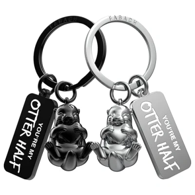 Abbildung von FABACH Liebe Schlüsselanhänger für Paare 2 Otter mit Herz Ich dich Partner Freundin Geschenk Couple Paar Liebesgeschenke Jahrestag