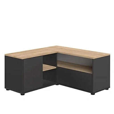 Abbildung von Symbiosis Angle TV Schrank Ecke 90, 90 x 45 cm, Spanplatte, Schwarz und Eiche, 90x90x45 cm