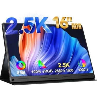 Abbildung von UPERFECT Portable Monitor 2.5K 16 Zoll, Tragbarer QHD 2560 * 1600 IPS Mobiler mit Protective Case HDMI Type C für Laptop, PC, Phone, VESA Kompatibel
