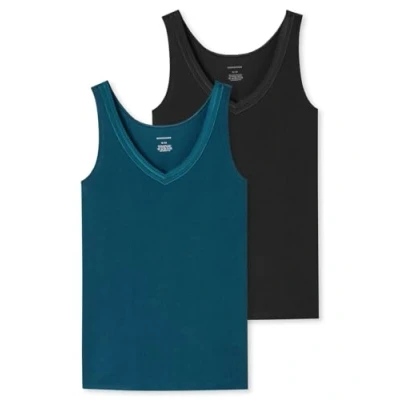 Abbildung von Schiesser 2PACK Unterhemd/shirt, Damen, Größe: 38, Petrol schwarz