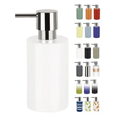Abbildung von Spirella Seifenspender Tube mit Pumpe Flüssigseifen Spender Porzellan 300ml Langliebig und Robust Weiß