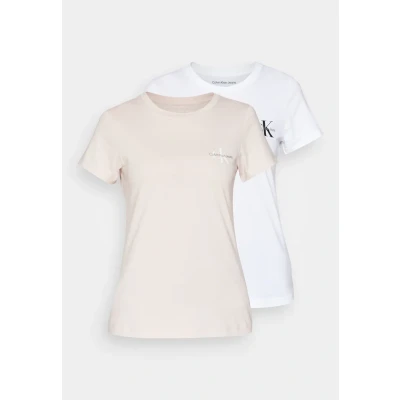 Abbildung von Calvin Klein Jeans Monologo SLIM TEE 2 PACK Tshirt basic, Damen, Größe: 3XL, Sepia rose/bright white