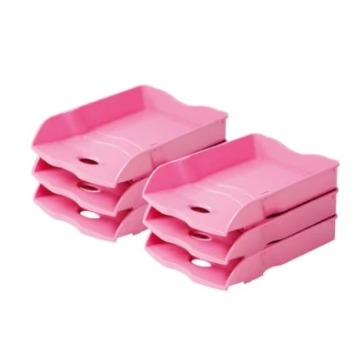 Abbildung von HAN Briefablage Re LOOP, 6 STÜCK, 100% recycled, Dokumentenablage, Briefkorb, Briefhalter, Papierablage, bis Format DIN A4/C4 Unterlagen, 10298 956, rosa, 259 x 351 63 mm
