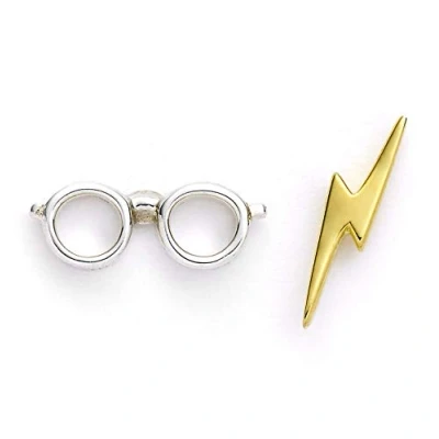 Abbildung von Offizielle Harry Potter Ohrstecker aus Sterlingsilber mit Blitzschraube und Brille von The Carat Shop