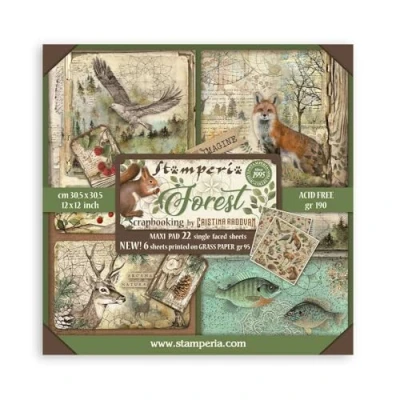 Abbildung von Stamperia Scrapbook Paper Pad for Scrapbooking, Albums, Card Making, Bullet Journalling and More, Acid Free, Single Face, Perfect Hobbies, Crafts, Gifting (Forest) (30.5 x 30.5cm)