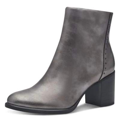 Abbildung von MARCO TOZZI Damen Stiefeletten mit Absatz Elegant Reißverschluss, Silber (Pewter), 37 EU