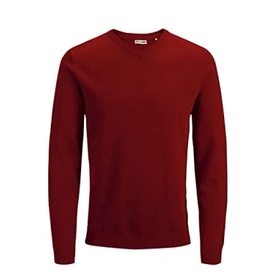 Abbildung von JACK &amp; JONES Herren JJEBASIC Knit V Neck 12137194, Red Dahlia, M