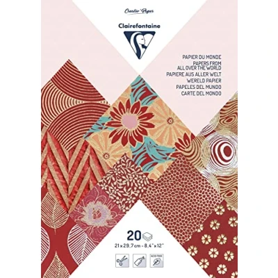 Abbildung von Clairefontaine 95090C Block verleimt mit 20 Bögen Papier aus aller Welt (21 x 29,7 cm, geeignet für Scrapbooking) 1 Pack rot