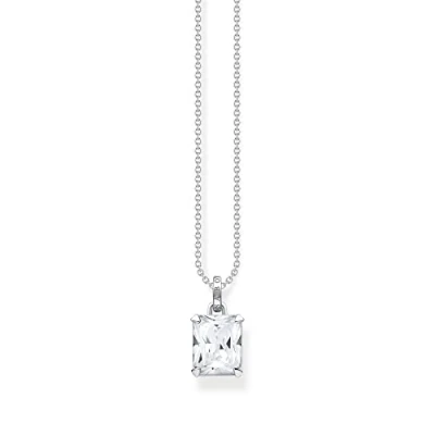 Abbildung von Thomas Sabo Damen Kette mit weißem Stein Silber, aus 925er Sterlingsilber in zeitlos elegantem Design, Länge 45cm, KE1964 051 14 L45V