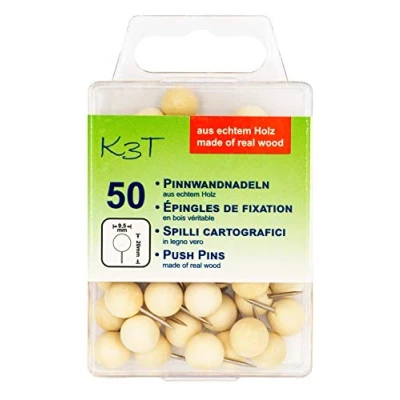 Abbildung von K3T Pinnwandnadeln aus Holz rund, 50er Packung