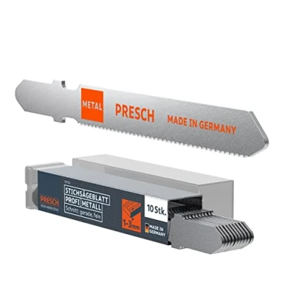 Abbildung von Presch Stichsägeblätter Metall Profi 10 Stk. (Edelstahl, Metall) für rostfreie Stähle (1 3mm) Stichsägeblatt Set T Schaft jede Stichsäge Sägeblätter