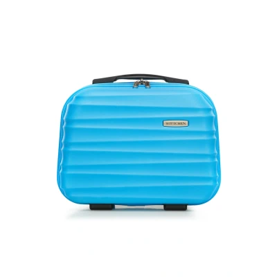 Abbildung von WITTCHEN Kosmetikkoffer Reisekoffer Handgepäck Kabinengepäck Rollkoffer Hartschale aus ABS Zahlenschloss Groove Line Blau