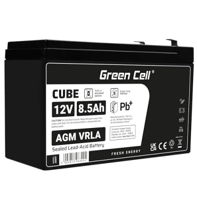 Abbildung von Green Cell® AGM 12V 8,5Ah Akku Vlies Batterie VRLA Blei Bleiakku Ersatzakku Versorgungsbatterie Zyklenfest Wartungsfrei für Alarm USV UPS Energiereserve Sicherheitstechnik Telekom