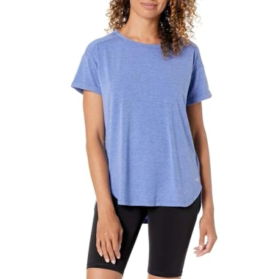 Abbildung von Amazon Essentials Damen Leichtes Fitness T Shirt mit Rundhalsausschnitt und lockerer Passform (in Übergröße erhältlich), Kräftiges Blau Heide, S