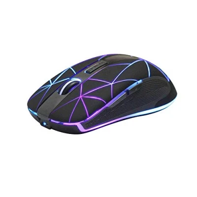 Abbildung von Rii Maus Kabellos, 2.4G Funkmaus PC Laptop Wireless Optische mit USB Nano Empfänger, 7 LED Beleuchtete für Windows/Mac/Linux, Office Home, Schwarz