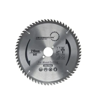 Abbildung von HM Sägeblatt 210 x 2,6 30 mm mit 64 WZ Wechselzahn, Industriequalität nach DIN EN 847 1