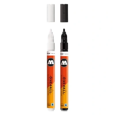 Abbildung von Molotow One4All 127HS Acryl Marker glossy 2er Set (2,0 mm Strichstärke, hochglanz, hochdeckend und permanent, schnell trocknend, nachfüllbar) 251 white 252 black