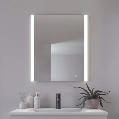 Abbildung von Loevschall Vega Quadratischer Spiegel mit Beleuchtung Led Touch Schalter 60x70 cm Badspiegel Verstellbarer Badezimmerspiegel