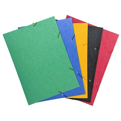 Abbildung von Exacompta 59500E Einschlagmappe DIN A3. Made in Germany. Aus extra starkem Colorspan Karton mit 3 Innenklappen und 2 Gummizügen Sammelmappe für Büro Schule 1 Stück Zufallsfarbe