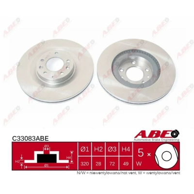 Abbildung von ABE C33083ABE Bremsscheibe Vorderachse 320 28 5 innenbelüftet MAZDA: CX 7