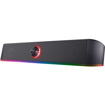 Abbildung von Trust Gaming Stereo Soundbar mit RGB Beleuchtung GXT 619 Thorne Computer Boxen, 2.0 Lautsprecher LED Beleuchtung, Stromversorgung über USB, 12W, PC/Laptop, Schwarz