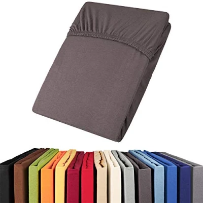 Abbildung von aqua textil Viana Spannbettlaken 180x200 200x200 cm anthrazit Baumwolle Spannbetttuch Jersey Laken