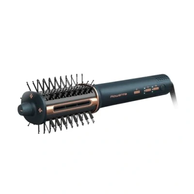 Abbildung von Rowenta Air Brush 3D, 3 in1 Warmluftbürste, einfaches Umschalten, Temperaturstufen, Luftstromgeschwindigkeiten, Ionen Effekt reduziert Frizz, Stylingbürste mit 360 Luftstrom, Metallblau, UB9720E0