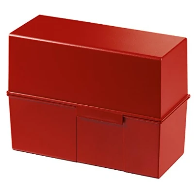 Abbildung von HAN Karteibox DIN A5 quer, für 450 Karten mit Stahlscharnier, rot, 975 17