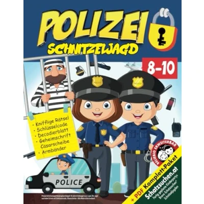 Abbildung von Polizei Schnitzeljagd Kindergeburtstag 8 10 Jahre: Schnappt euch eure Polizeiausrüstung: Die Jagd nach dem Schatz mit Schlüsselcode &amp; Cäsarscheibe! (Bravo Schatzsuche)