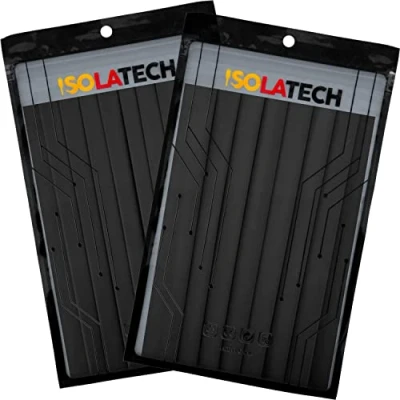 Abbildung von ISOLATECH Schrumpfschlauch Set Bündel 2:1 ohne Kleber unbeschriftet Schwarz Ø10mm 2,0 Meter in 10Stk x 20cm und Ø15mm 1,6 8Stk